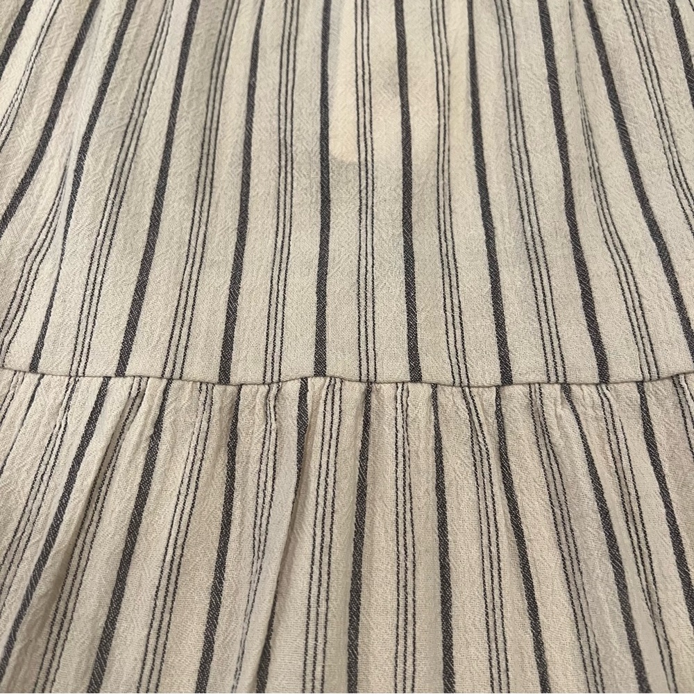 NEW $98 Evereve Harper Gauze Sundress Black/Cream Stripe Tiered Sleeveless Mini - Picture 7 of 16